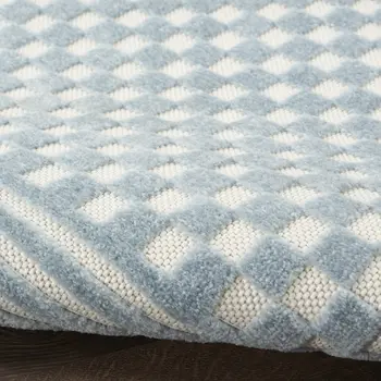 6' Blue Geometric Runner Rug