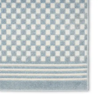 6' Blue Geometric Runner Rug