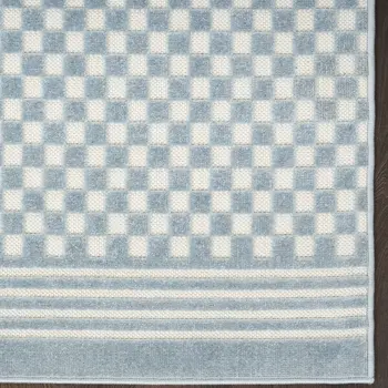 6' Blue Geometric Runner Rug