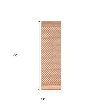 6' Brown Geometric Runner Rug