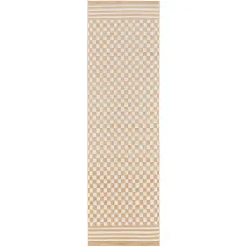 6' Tan Geometric Runner Rug