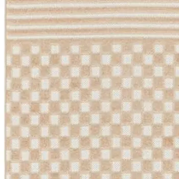 6' Tan Geometric Runner Rug