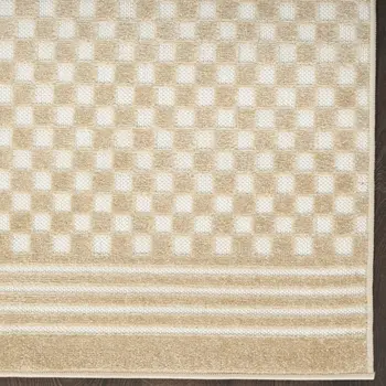 6' Tan Geometric Runner Rug