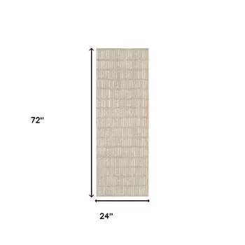 6' Beige Geometric Runner Rug