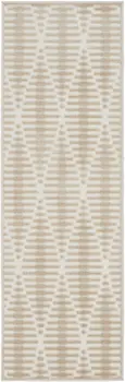 6' Beige Geometric Runner Rug