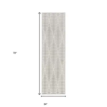 6' Gray Geometric Runner Rug