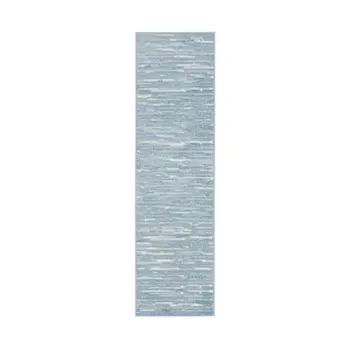 6' Blue Geometric Runner Rug