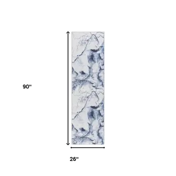 8' Ivory Abstract Power Loom Runner Rug