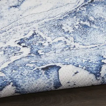8' Ivory Abstract Power Loom Runner Rug