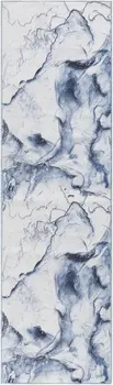 8' Ivory Abstract Power Loom Runner Rug