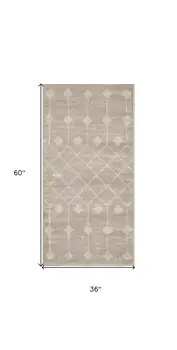 3' X 5' Beige Geometric Power Loom Area Rug