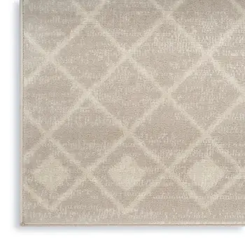 3' X 5' Beige Geometric Power Loom Area Rug