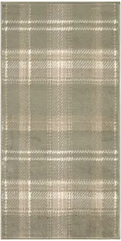 3' X 5' Olive Green and Ivory Plaid Area Rug