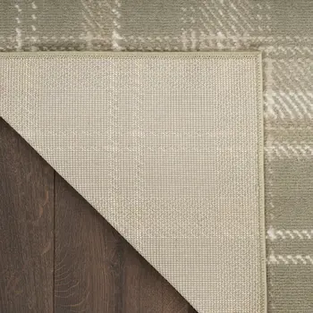 3' X 5' Olive Green and Ivory Plaid Area Rug