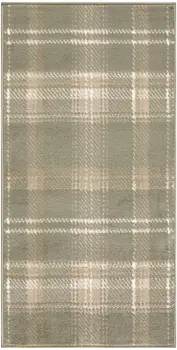 3' X 5' Olive Green and Ivory Plaid Area Rug