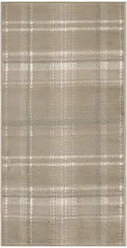 3' X 5' Taupe and Ivory Plaid Area Rug