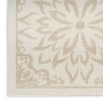 3' X 5' Beige and Ivory Floral Area Rug