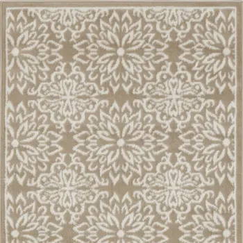 3' X 5' Taupe and Ivory Floral Area Rug