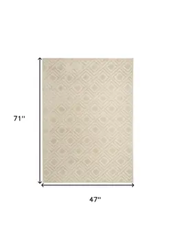 4' X 6' Beige Geometric Area Rug