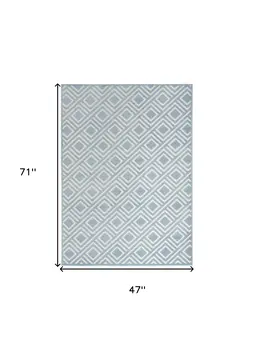 4' X 6' Blue Geometric Area Rug