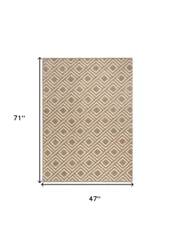 4' X 6' Brown Geometric Area Rug
