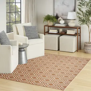 4' X 6' Brown Geometric Area Rug