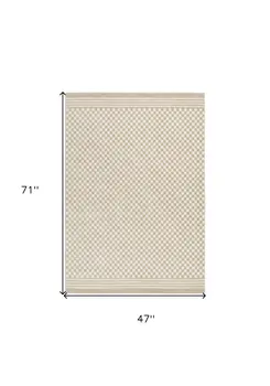 4' X 6' Beige Geometric Area Rug