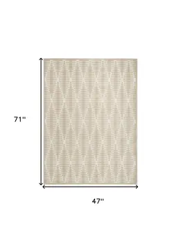 4' X 6' Beige Geometric Area Rug