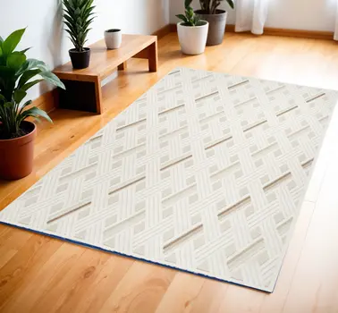 4' X 6' Ivory Geometric Area Rug
