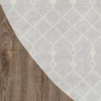 5' Gray Geometric Power Loom Round Rug