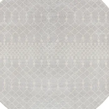 5' Gray Geometric Power Loom Round Rug