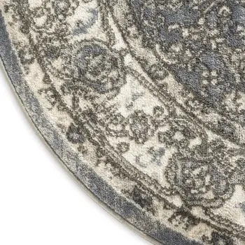 8' Blue Floral Power Loom Round Rug