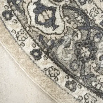 8' Blue Floral Power Loom Round Rug