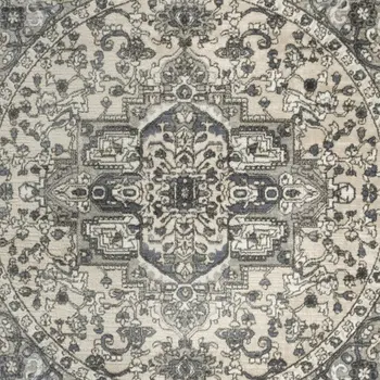 8' Blue Floral Power Loom Round Rug