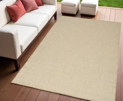 4' X 6' Navy Blue Geometric Indoor Outdoor Area Rug