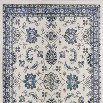 4' X 6' Ivory And Blue Floral Indoor Outdoor Area Rug