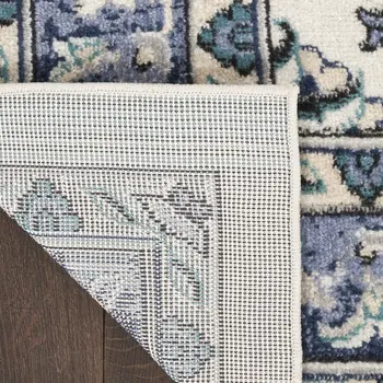 4' X 6' Ivory And Blue Floral Indoor Outdoor Area Rug