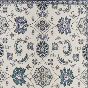 4' X 6' Ivory And Blue Floral Indoor Outdoor Area Rug