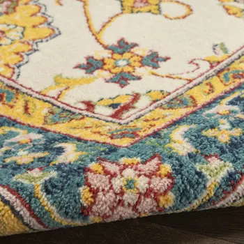 4' X 6' Ivory And Gold Floral Indoor Outdoor Area Rug