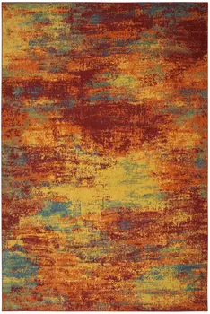 4' X 6' Flame Abstract Indoor Outdoor Area Rug