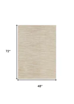 4' X 6' Ivory And Gold Abstract Indoor Outdoor Area Rug