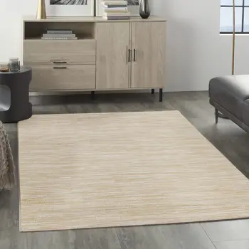 4' X 6' Ivory And Gold Abstract Indoor Outdoor Area Rug