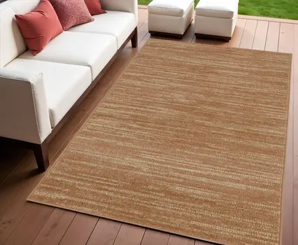 4' X 6' Rust Abstract Indoor Outdoor Area Rug