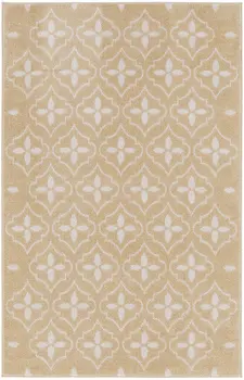 4' X 6' Beige And Ivory Geometric Indoor Outdoor Area Rug