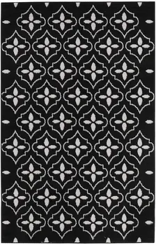 4' X 6' Black And Ivory Geometric Indoor Outdoor Area Rug