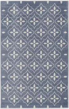 4' X 6' Blue And Ivory Geometric Indoor Outdoor Area Rug