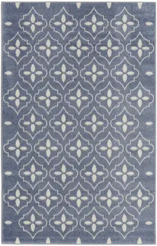 4' X 6' Blue And Ivory Geometric Indoor Outdoor Area Rug