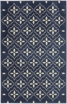 4' X 6' Navy Blue And Ivory Geometric Indoor Outdoor Area Rug