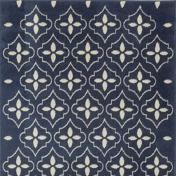 4' X 6' Navy Blue And Ivory Geometric Indoor Outdoor Area Rug