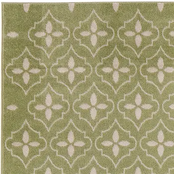 4' X 6' Green And Ivory Geometric Indoor Outdoor Area Rug